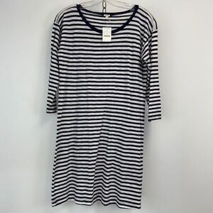 J.Crew Dress Women S Navy White Stripe 3/4 Sleeve Cotton Casual NWT